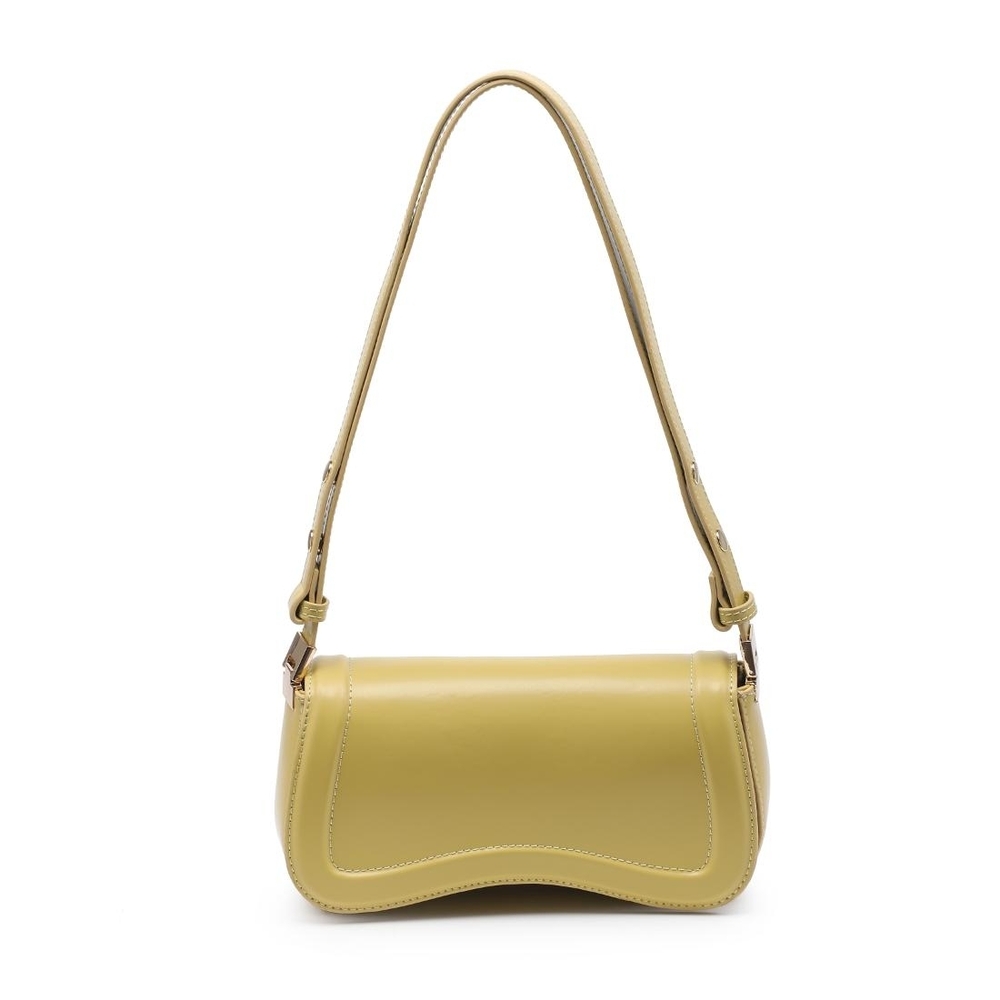 Minimalist Chic Curves Women’s Mustard Leather Sculpted Max Shoulder Bag